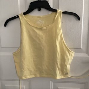 Hollister - Women's Halter Cropped Tank Top Soft Yellow Wrap Around Ties Sz Lg.